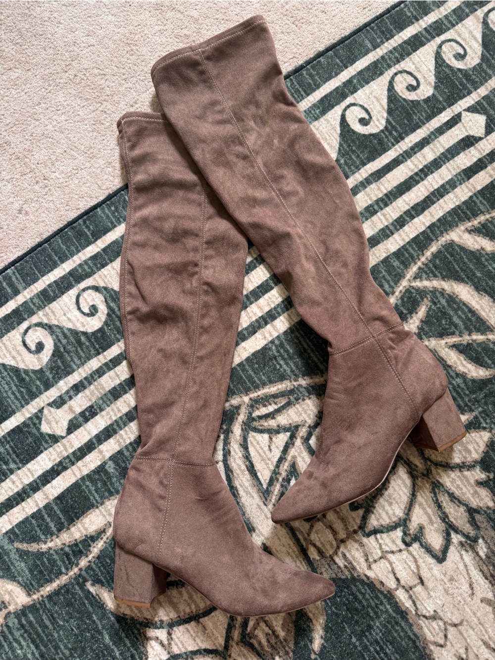Steve Madden Taupe Faux Suede Over Knee Boots